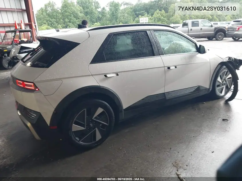 2025 Hyundai Ioniq 5 Sel VIN: 7YAKN4DA2SY031610 Lot: 45394783