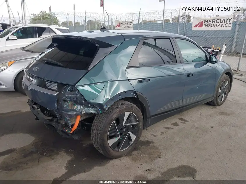 2026 Hyundai Ioniq 5 Sel VIN: 7YAKN4DA4TY050192 Lot: 45496378