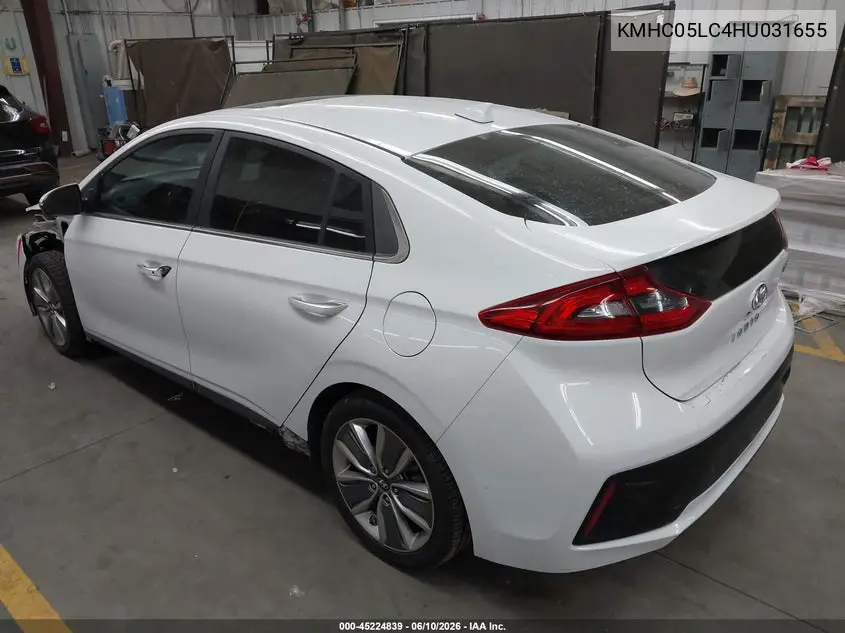 2017 Hyundai Ioniq Hybrid Limited VIN: KMHC05LC4HU031655 Lot: 45224839