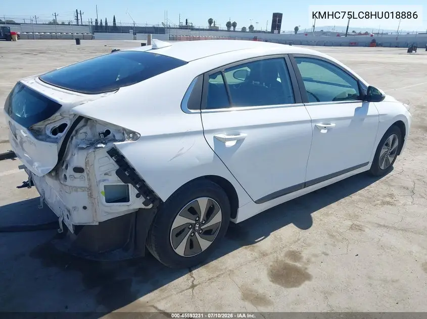 2017 Hyundai Ioniq Hybrid Sel VIN: KMHC75LC8HU018886 Lot: 45593231
