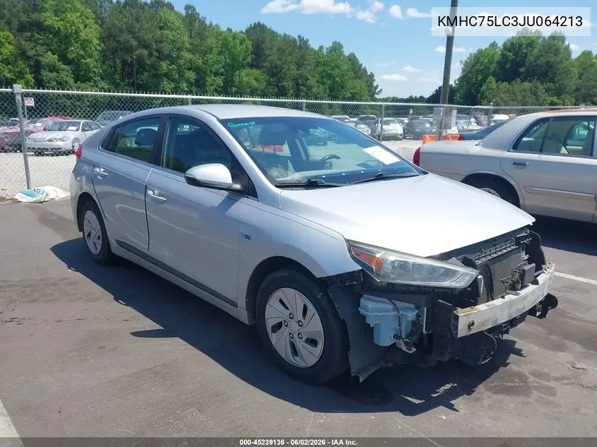 2018 Hyundai Ioniq Hybrid Sel VIN: KMHC75LC3JU064213 Lot: 45239136