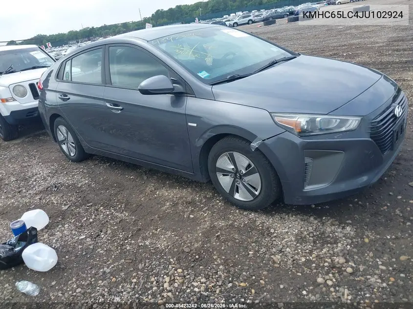 2018 Hyundai Ioniq Hybrid Blue VIN: KMHC65LC4JU102924 Lot: 45423242