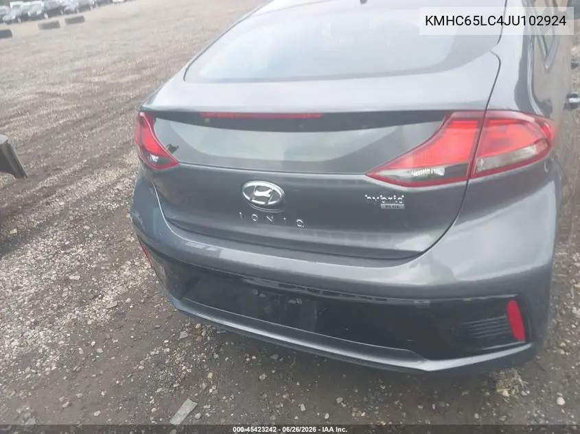 2018 Hyundai Ioniq Hybrid Blue VIN: KMHC65LC4JU102924 Lot: 45423242