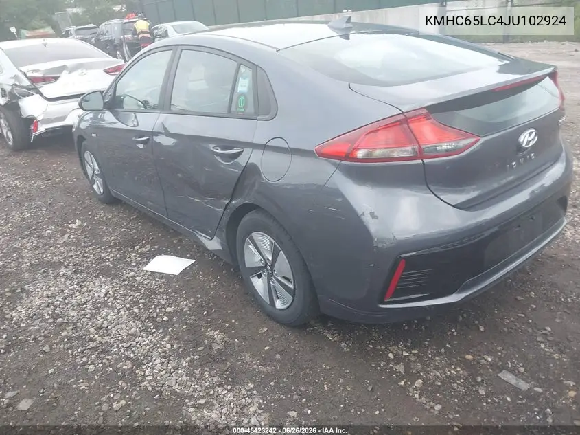 2018 Hyundai Ioniq Hybrid Blue VIN: KMHC65LC4JU102924 Lot: 45423242