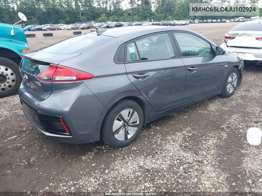 2018 Hyundai Ioniq Hybrid Blue VIN: KMHC65LC4JU102924 Lot: 45423242