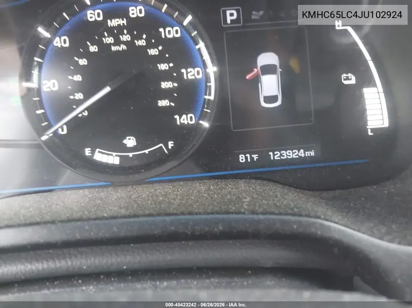2018 Hyundai Ioniq Hybrid Blue VIN: KMHC65LC4JU102924 Lot: 45423242