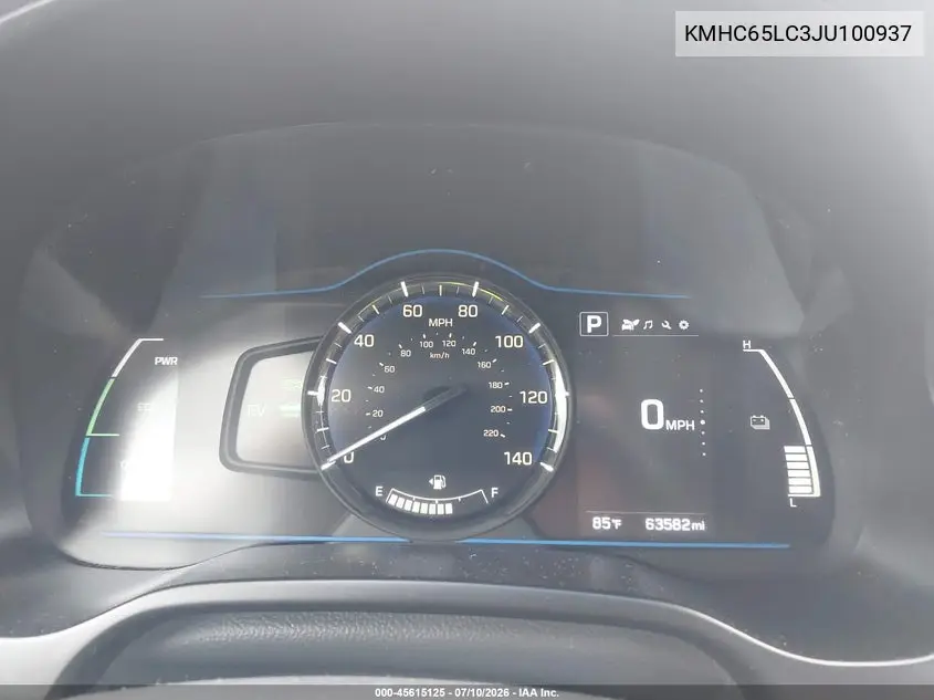 2018 Hyundai Ioniq Hybrid Blue VIN: KMHC65LC3JU100937 Lot: 45615125