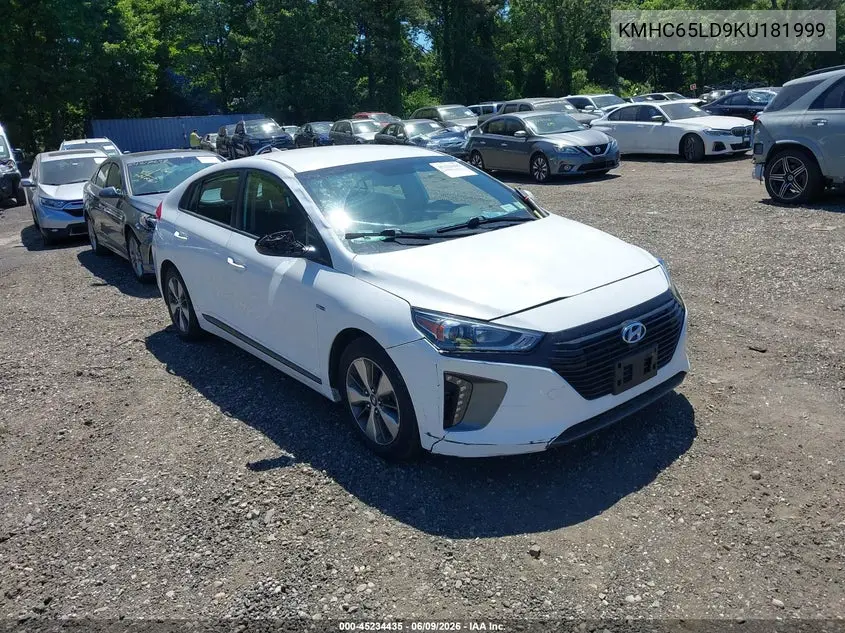 2019 Hyundai Ioniq Plug-In Hybrid VIN: KMHC65LD9KU181999 Lot: 45234435