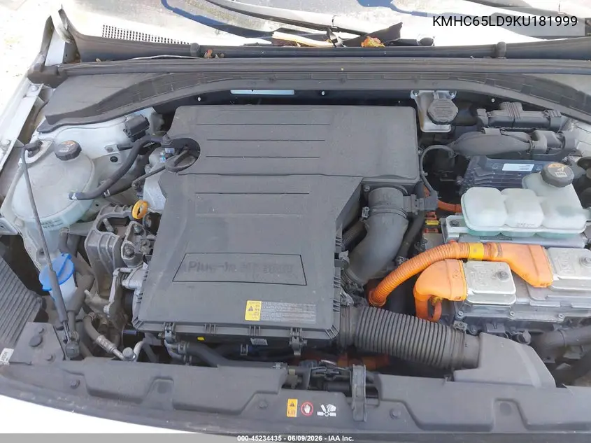 2019 Hyundai Ioniq Plug-In Hybrid VIN: KMHC65LD9KU181999 Lot: 45234435