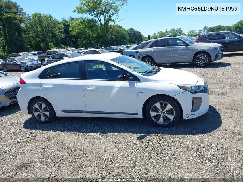 2019 Hyundai Ioniq Plug-In Hybrid VIN: KMHC65LD9KU181999 Lot: 45234435