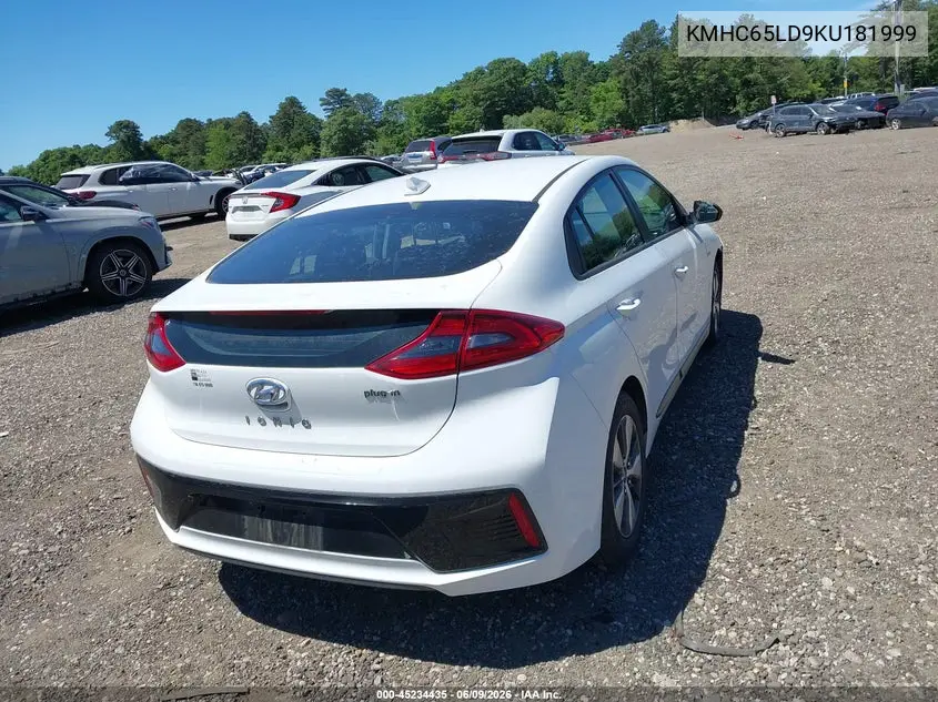 2019 Hyundai Ioniq Plug-In Hybrid VIN: KMHC65LD9KU181999 Lot: 45234435