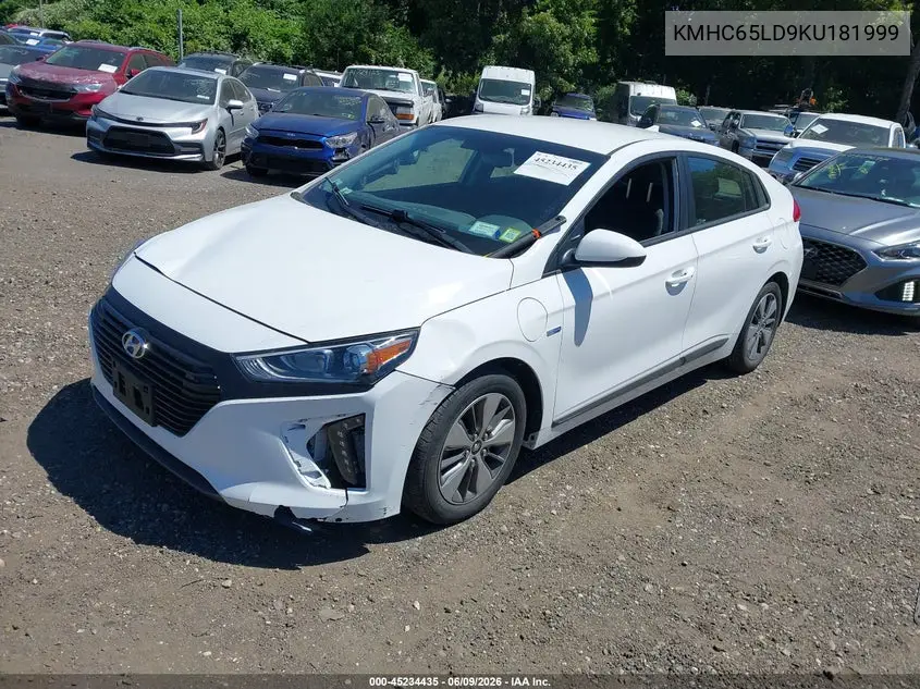 2019 Hyundai Ioniq Plug-In Hybrid VIN: KMHC65LD9KU181999 Lot: 45234435