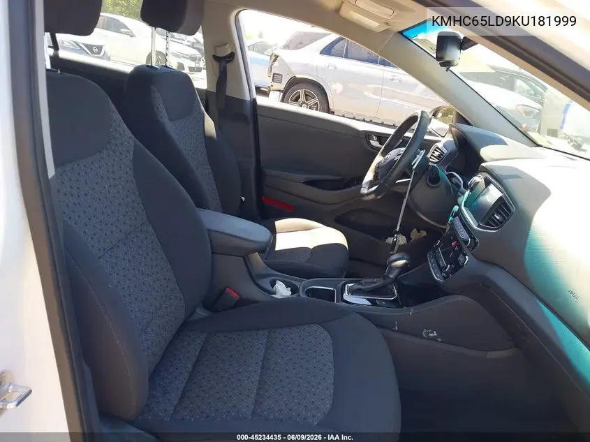 2019 Hyundai Ioniq Plug-In Hybrid VIN: KMHC65LD9KU181999 Lot: 45234435