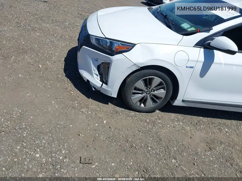 2019 Hyundai Ioniq Plug-In Hybrid VIN: KMHC65LD9KU181999 Lot: 45234435
