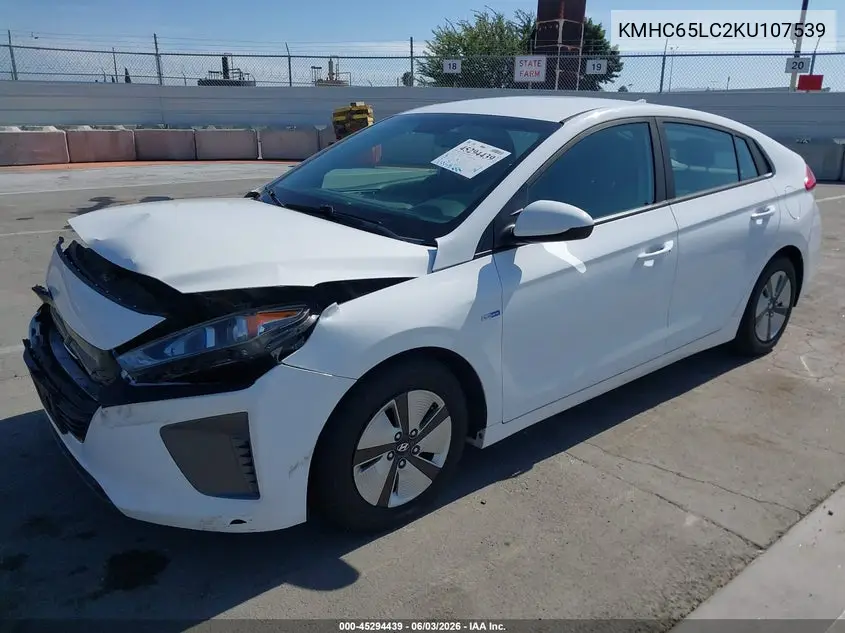 2019 Hyundai Ioniq Hybrid Blue VIN: KMHC65LC2KU107539 Lot: 45294439