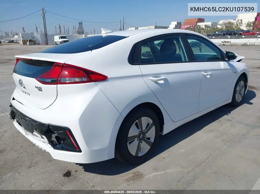 2019 Hyundai Ioniq Hybrid Blue VIN: KMHC65LC2KU107539 Lot: 45294439