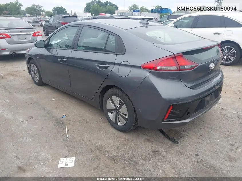 2019 Hyundai Ioniq Hybrid Blue VIN: KMHC65LC3KU180094 Lot: 45316899