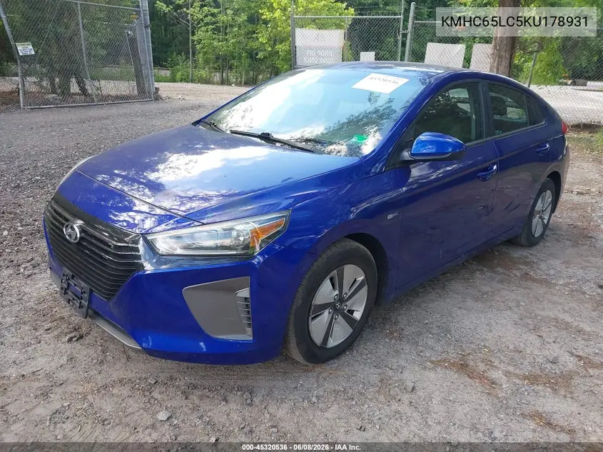 2019 Hyundai Ioniq Hybrid Blue VIN: KMHC65LC5KU178931 Lot: 45320536