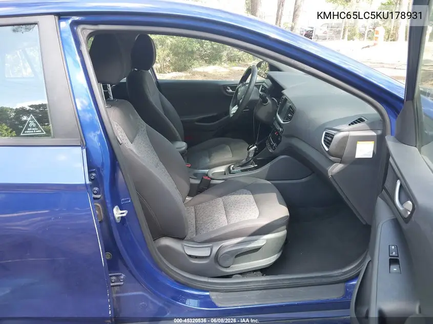 2019 Hyundai Ioniq Hybrid Blue VIN: KMHC65LC5KU178931 Lot: 45320536
