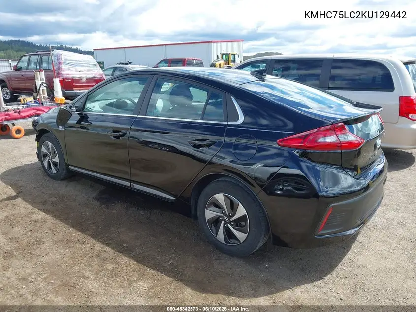 2019 Hyundai Ioniq Hybrid Sel VIN: KMHC75LC2KU129442 Lot: 45342573