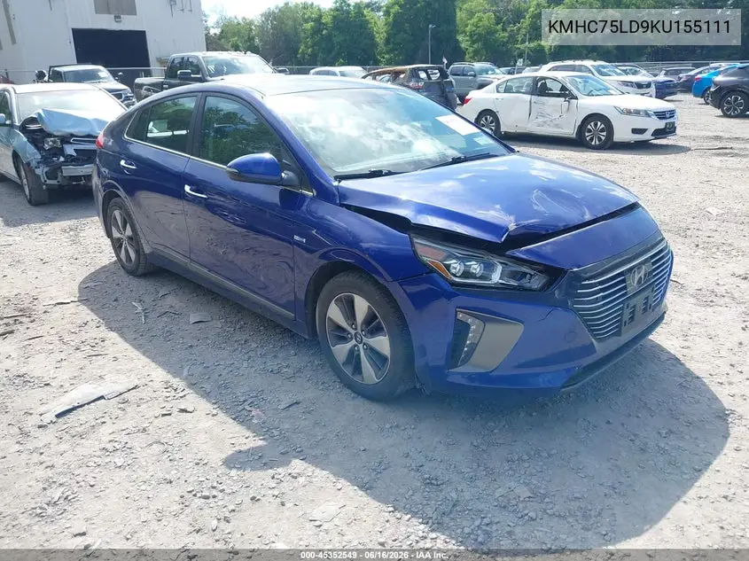 2019 Hyundai Ioniq Plug-In Hybrid Limited VIN: KMHC75LD9KU155111 Lot: 45352549