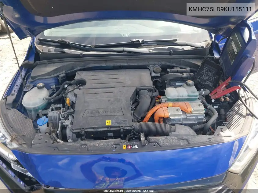 2019 Hyundai Ioniq Plug-In Hybrid Limited VIN: KMHC75LD9KU155111 Lot: 45352549