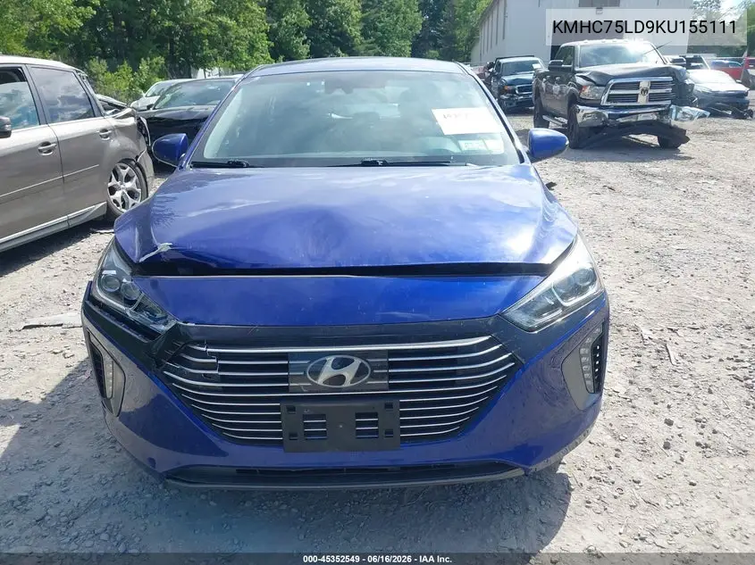 2019 Hyundai Ioniq Plug-In Hybrid Limited VIN: KMHC75LD9KU155111 Lot: 45352549