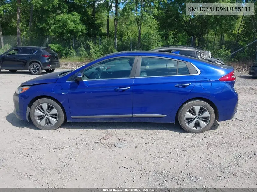2019 Hyundai Ioniq Plug-In Hybrid Limited VIN: KMHC75LD9KU155111 Lot: 45352549