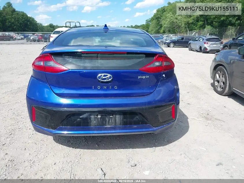 2019 Hyundai Ioniq Plug-In Hybrid Limited VIN: KMHC75LD9KU155111 Lot: 45352549