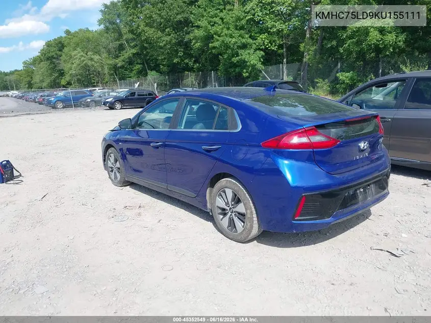 2019 Hyundai Ioniq Plug-In Hybrid Limited VIN: KMHC75LD9KU155111 Lot: 45352549