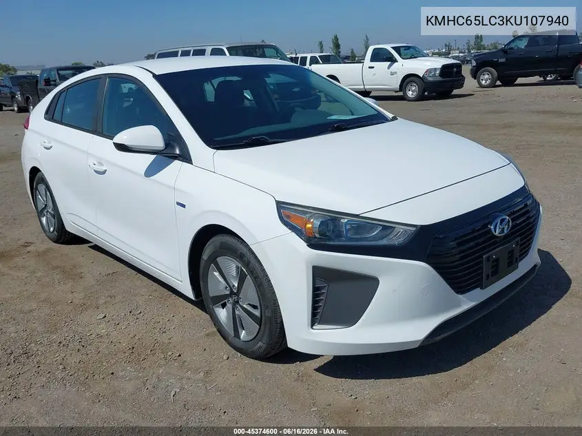 2019 Hyundai Ioniq Hybrid Blue VIN: KMHC65LC3KU107940 Lot: 45374600
