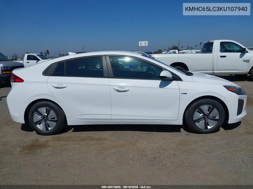 2019 Hyundai Ioniq Hybrid Blue VIN: KMHC65LC3KU107940 Lot: 45374600