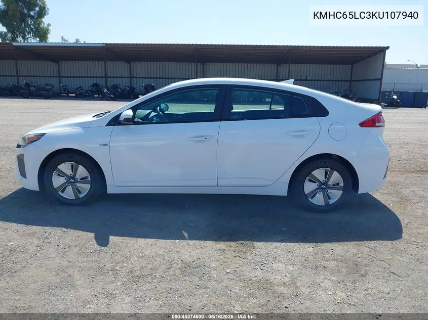 2019 Hyundai Ioniq Hybrid Blue VIN: KMHC65LC3KU107940 Lot: 45374600
