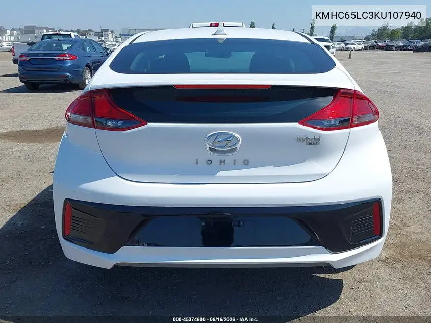2019 Hyundai Ioniq Hybrid Blue VIN: KMHC65LC3KU107940 Lot: 45374600