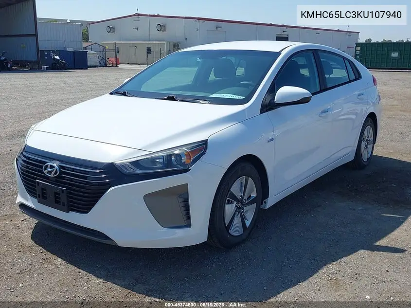 2019 Hyundai Ioniq Hybrid Blue VIN: KMHC65LC3KU107940 Lot: 45374600