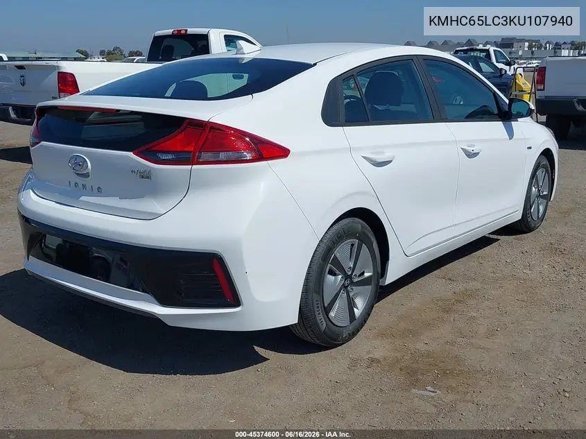 2019 Hyundai Ioniq Hybrid Blue VIN: KMHC65LC3KU107940 Lot: 45374600
