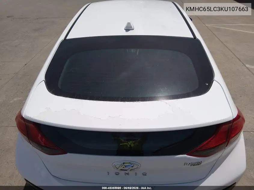 2019 Hyundai Ioniq Hybrid Blue VIN: KMHC65LC3KU107663 Lot: 45387020