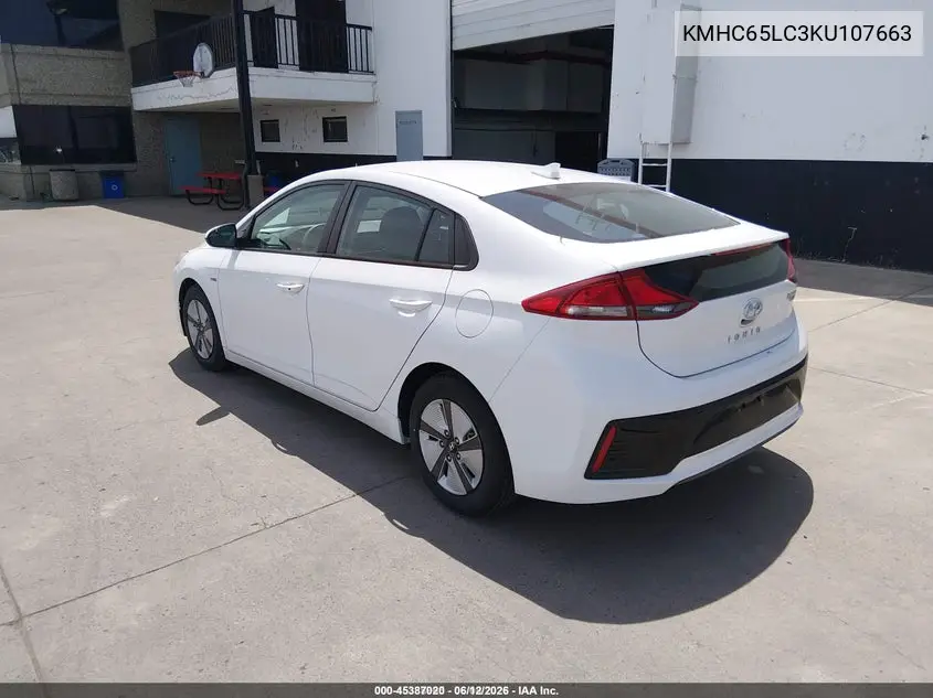 2019 Hyundai Ioniq Hybrid Blue VIN: KMHC65LC3KU107663 Lot: 45387020