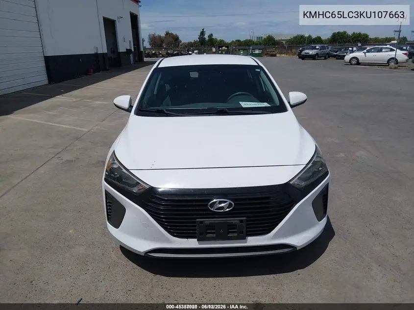2019 Hyundai Ioniq Hybrid Blue VIN: KMHC65LC3KU107663 Lot: 45387020