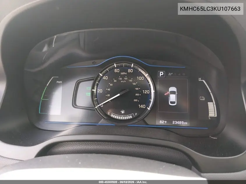 2019 Hyundai Ioniq Hybrid Blue VIN: KMHC65LC3KU107663 Lot: 45387020