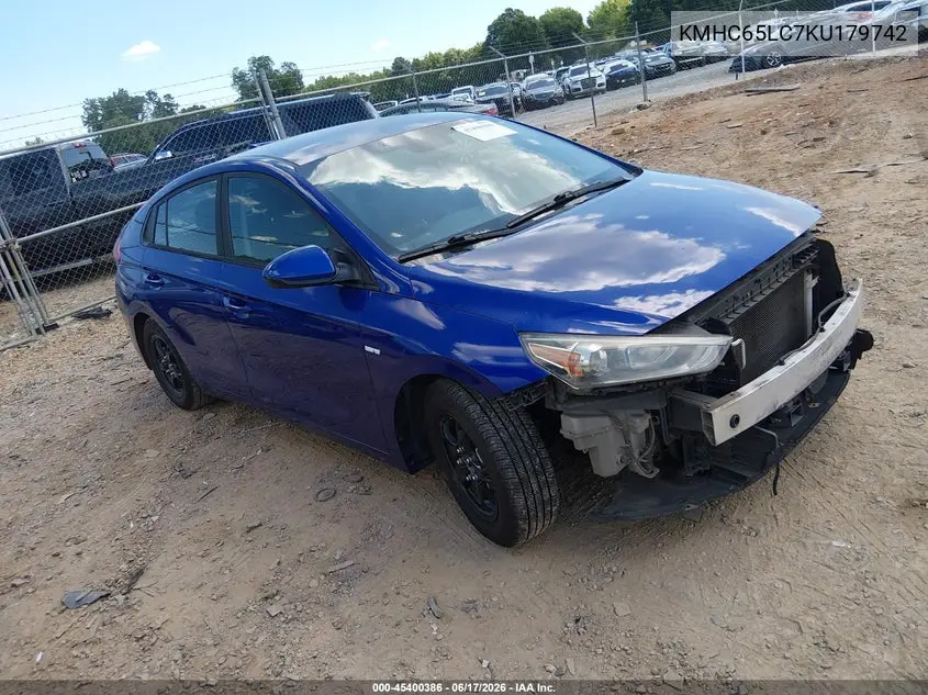 2019 Hyundai Ioniq Hybrid Blue VIN: KMHC65LC7KU179742 Lot: 45400386
