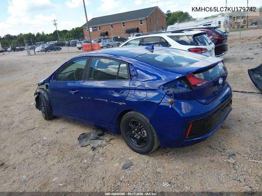 2019 Hyundai Ioniq Hybrid Blue VIN: KMHC65LC7KU179742 Lot: 45400386