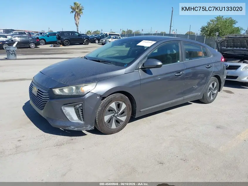 2019 Hyundai Ioniq Hybrid Sel VIN: KMHC75LC7KU133020 Lot: 45400946