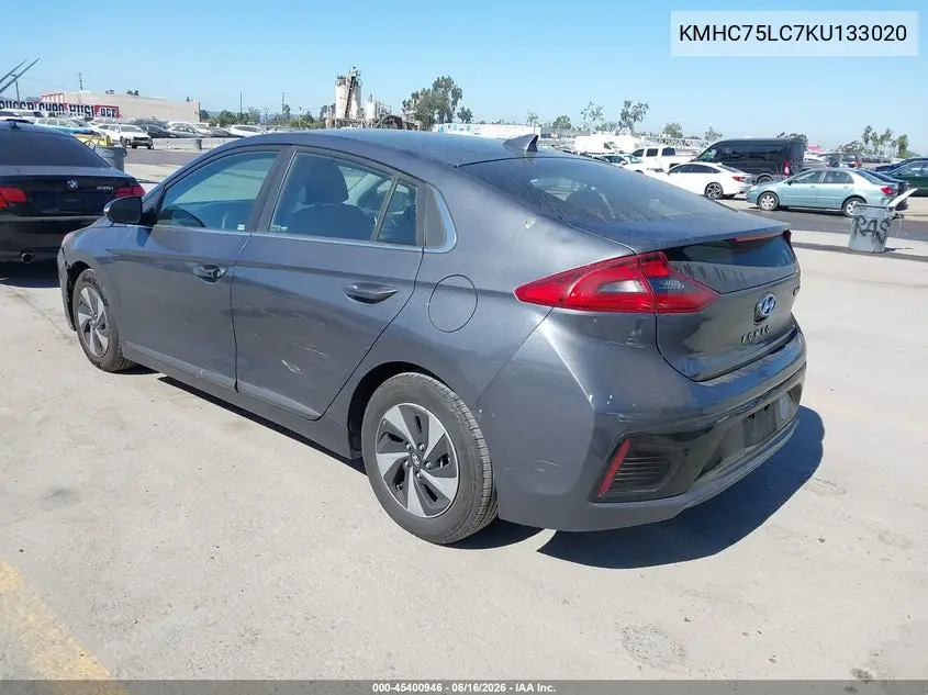 2019 Hyundai Ioniq Hybrid Sel VIN: KMHC75LC7KU133020 Lot: 45400946