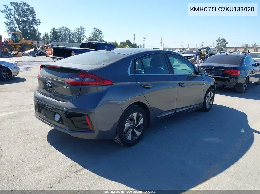 2019 Hyundai Ioniq Hybrid Sel VIN: KMHC75LC7KU133020 Lot: 45400946