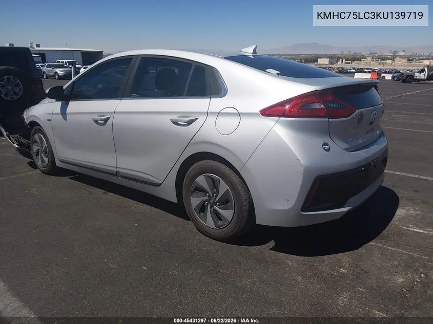 2019 Hyundai Ioniq Hybrid Sel VIN: KMHC75LC3KU139719 Lot: 45431297
