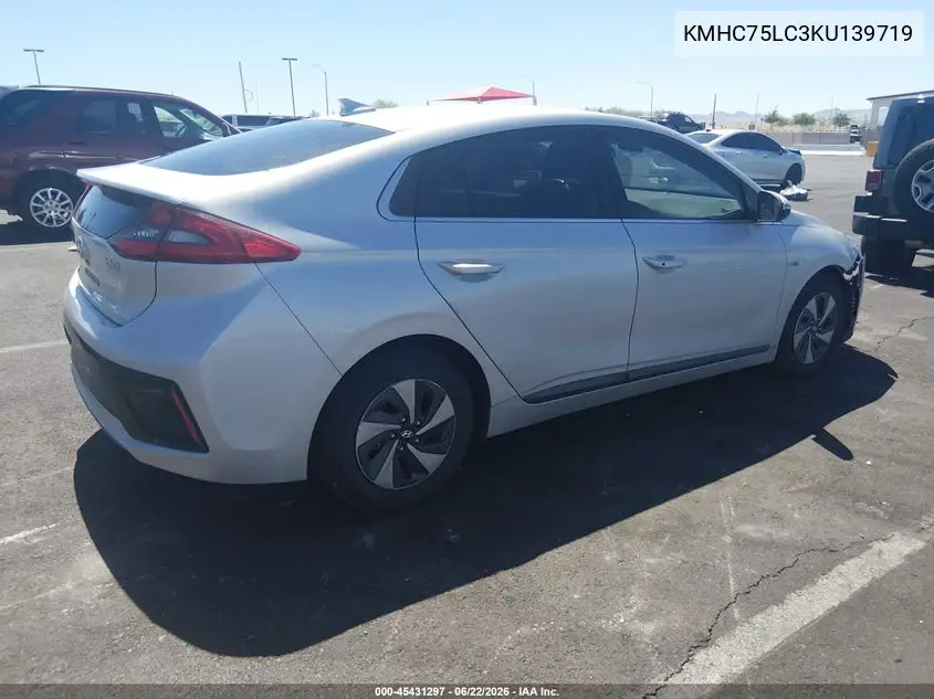 2019 Hyundai Ioniq Hybrid Sel VIN: KMHC75LC3KU139719 Lot: 45431297