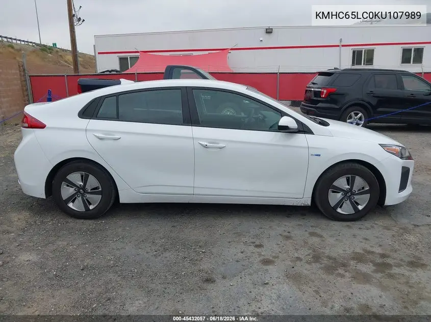 2019 Hyundai Ioniq Hybrid Blue VIN: KMHC65LC0KU107989 Lot: 45432057