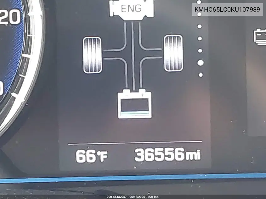 2019 Hyundai Ioniq Hybrid Blue VIN: KMHC65LC0KU107989 Lot: 45432057