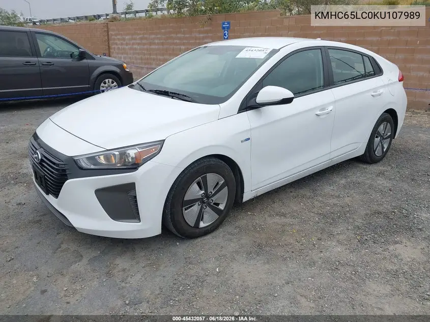 2019 Hyundai Ioniq Hybrid Blue VIN: KMHC65LC0KU107989 Lot: 45432057